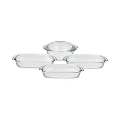 طقم زجاج حراري بيركس فرنساوي 5 قطعة شفاف Pyrex Thermal Glass Cookware Set 5 Pieces