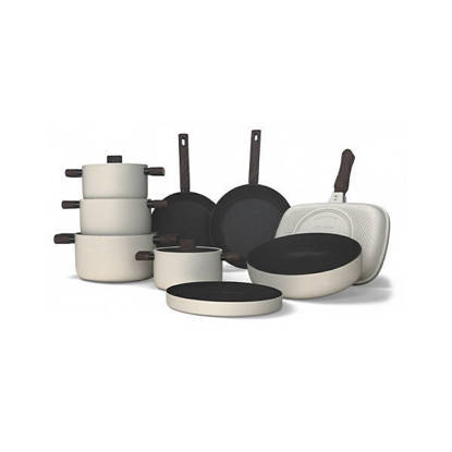 طقم حلل جيجيلي تيفال تيتانيوم غطاء بيركس 14 قطعة - الوان متعددة Gigilli Tefal Titanium Cookware Set 14 Pieces - Multi Colors