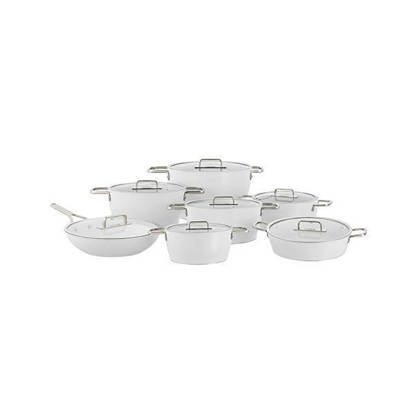 طقم حلل جيجيلي تيفال تيتانيوم غطاء بيركس 13 قطعة - ابيض Gigilli Tefal Titanium Cookware Set 13 Pieces - White