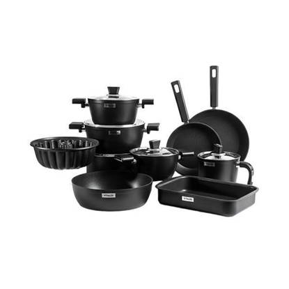 طقم فيفالدي تيتانيوم تيفال 15 قطعة - اسود Vivaldi Titanuim Tefal Set 15 Pieces - Black