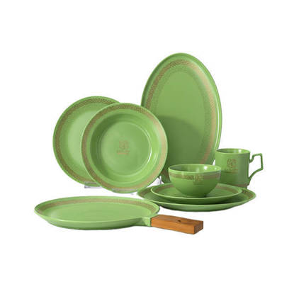 طقم عشاء نور المصطفي 32 قطعة بورسلين حراري لاكشري اخضر - SY65 Nour Al Mostafa 32 Pieces Thermal porcelain Dinner Set Luxary Green - SY65