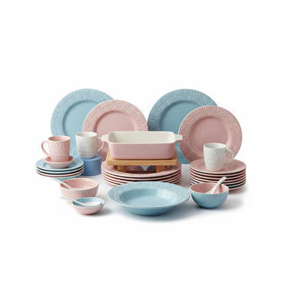 طقم عشاء نور المصطفي 38 قطعة بورسلين حراري ميكس بارز Nour Al Mostafa 38 Pieces Thermal porcelain Dinner Set Multi Colors
