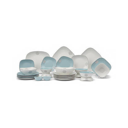 طقم عشاء مربع نور المصطفي 29 قطعة - Rosa Nour Al Mostafa 29 Pieces Thermal porcelain Dinner Set Rose