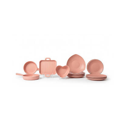 طقم عشاء ديملا 26 قطعة بورسلين حراري بينك - 15#6030 Demla 26 Pieces Thermal porcelain Dinnerware Set Pink - 6030#15