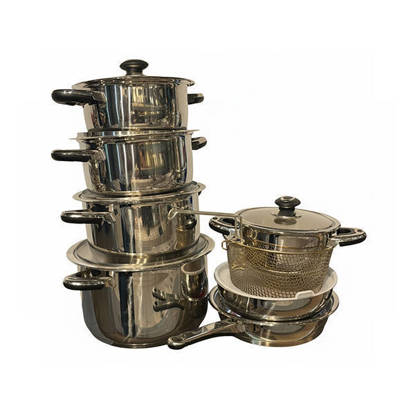 طقم استانليس ستيل اكسبريس 15 قطعة يد سمراء بالشبكة Express Stainless Steel Set 15 Pieces with Black hand