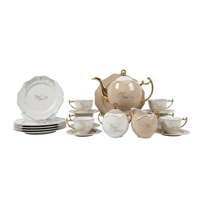 طقم شاي وجاتوه 24 قطعة فلاور الوان متعددة - 9030#1 Flower Tea and Cake set 24 pieces Multi Colors - 9030#1