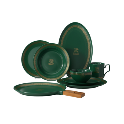 طقم عشاء نور المصطفي 32 قطعة بورسلين حراري لاكشري اخضر - SY65 Nour Al Mostafa 32 Pieces Thermal porcelain Dinner Set Luxary Green - SY65