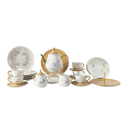 طقم شاي وجاتوه نور المصطفى 25 قطعة بالشيالة اليجانت الوان متعددة Nour Al Mostafa Tea and Cake set Elegant 25 pieces Multi Colors