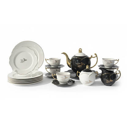 طقم شاي وجاتوه 24 قطعة فلاور الوان متعددة - 9030#3 Flower Tea and Cake set 24 pieces Multi Colors - 9030#3