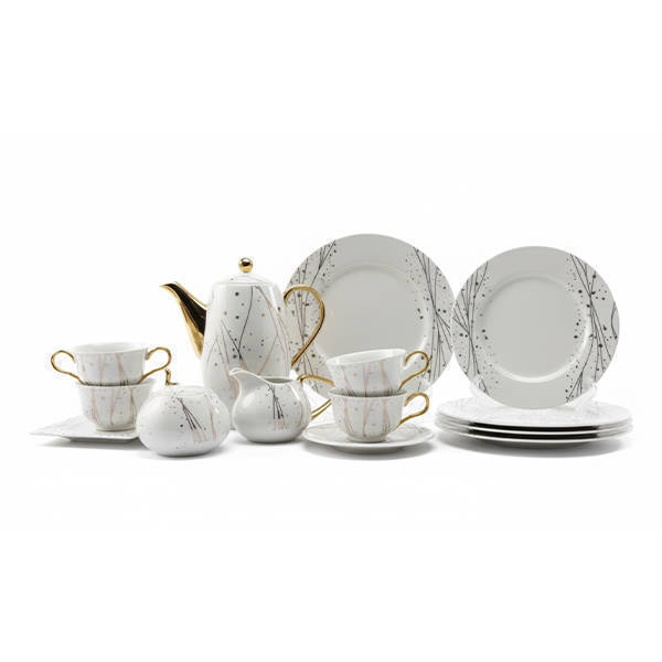 Tree Tea and Cake set 24 pieces Multi Colors - 9013#36