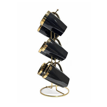 طقم مج كافيه دومينو 6 قطع بالحامل - 1047 Lotus cafe mug set Domino 6 pieces With Stand - 1047