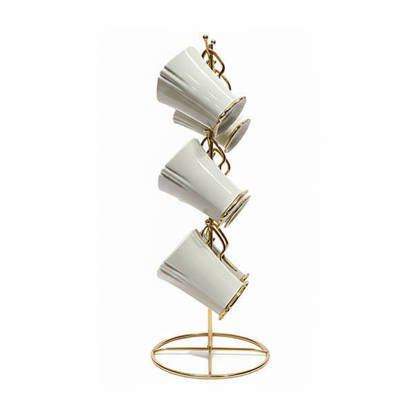 طقم مج كافيه جوليا 6 قطع بالحامل - 1056 Lotus cafe mug set Julia 6 pieces With Stand - 1056