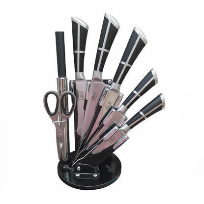 طقم سكاكين باص بالحامل ستانلس 8 قطع - 9814 Bass Stanliss Steel Knives Set 8 Pieses - 9814