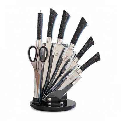 طقم سكاكين باص بالحامل ستانلس 8 قطع - B5214KB Bass Stainless Steel Knives Set 8 Pieses - B5214KB
