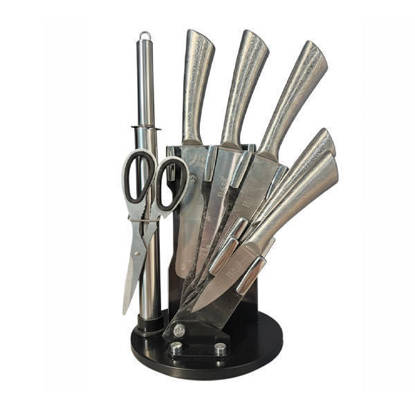 طقم سكاكين باص بالحامل ستانلس 8 قطع - 12214 Bass Stainless Steel Knives Set 8 Pieses - 12214