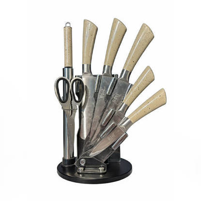 طقم سكاكين باص بالحامل ستانلس 8 قطع - B6614W Bass Stainless Steel Knives Set 8 Pieses - B6614W