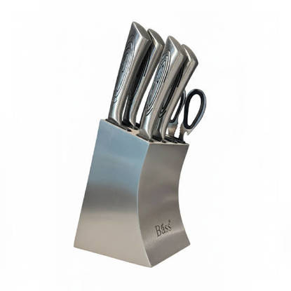طقم سكاكين باص بالحامل ستانلس 7 قطع - T71 Bass Stainless Steel Knives Set 7 Pieses - T71
