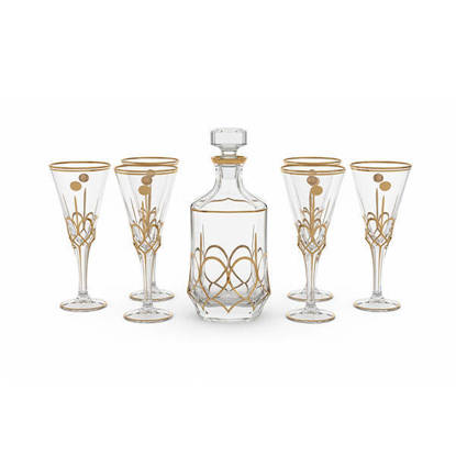 طقم شربات بالكاروره كريستال من بوهيميا 7 قطع - الحرمين مدهب Bohemia Crystal Sherbet set with flask 7 Pieces - ELHARAMEN MODHB