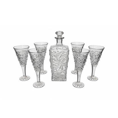 طقم شربات بالكاروره كريستال من بوهيميا 7 قطع - جلاسير منقط بلاتين Bohemia Crystal Sherbet set with flask 7 Pieces - GLASSER PLATIN