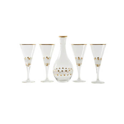 طقم شربات بالكاروره كريستال من بوهيميا 7 قطع - ايسلند Bohemia Crystal Sherbet set with flask 7 Pieces - ICELAND