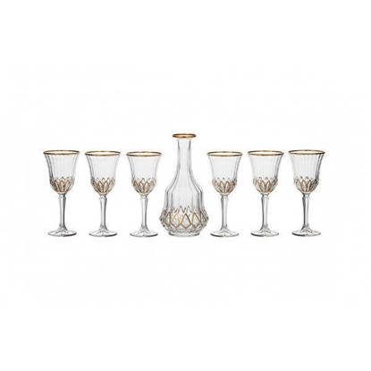 طقم شربات بالكاروره كريستال من بوهيميا 7 قطع - اداجيو دهب بلاتين Bohemia Crystal Sherbet set with flask 7 Pieces - ADAJIO GOLD PLATIN