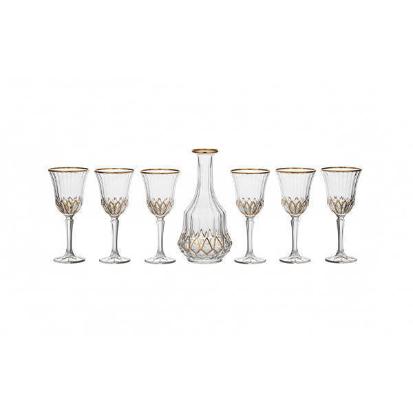 Bohemia Crystal Sherbet set with flask 7 Pieces - ADAJIO GOLD PLATIN