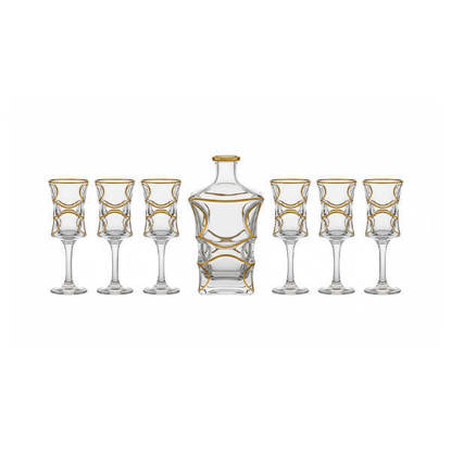 طقم شربات بالكاروره كريستال من بوهيميا 7 قطع - اكس ليدي Bohemia Crystal Sherbet set with flask 7 Pieces - X LADY