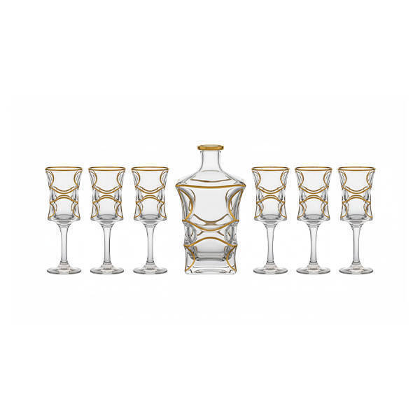 Bohemia Crystal Sherbet set with flask 7 Pieces - X LADY