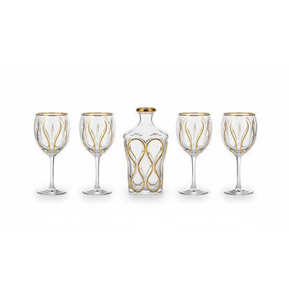 طقم شربات بالكاروره كريستال من بوهيميا 7 قطع - اوشن مدهب Bohemia Crystal Sherbet set with flask 7 Pieces - OCEAN