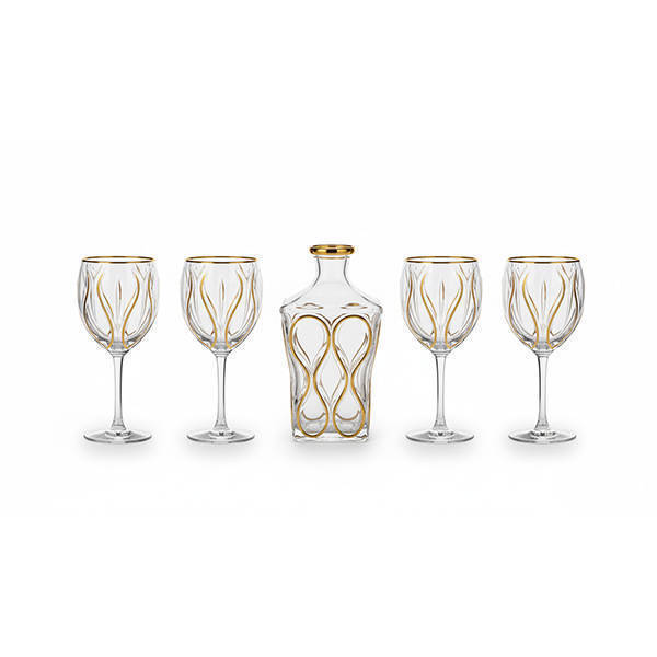 Bohemia Crystal Sherbet set with flask 7 Pieces - OCEAN