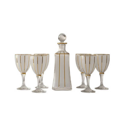 طقم شربات بالكاروره كريستال من بوهيميا 7 قطع - اريزو كارما Bohemia Crystal Sherbet set with flask 7 Pieces - ARIZO KARMA