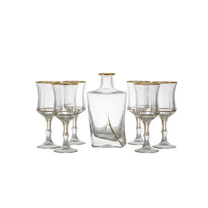 طقم شربات بالكاروره كريستال من بوهيميا 7 قطع - ملوكي Bohemia Crystal Sherbet set with flask 7 Pieces - MELOKY