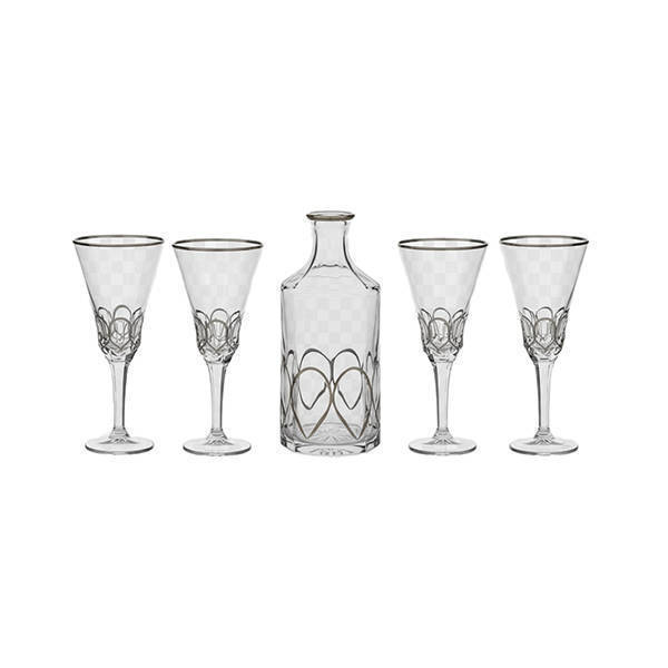 Bohemia Crystal Sherbet set with flask 7 Pieces - ELHARAMEN PLATIN