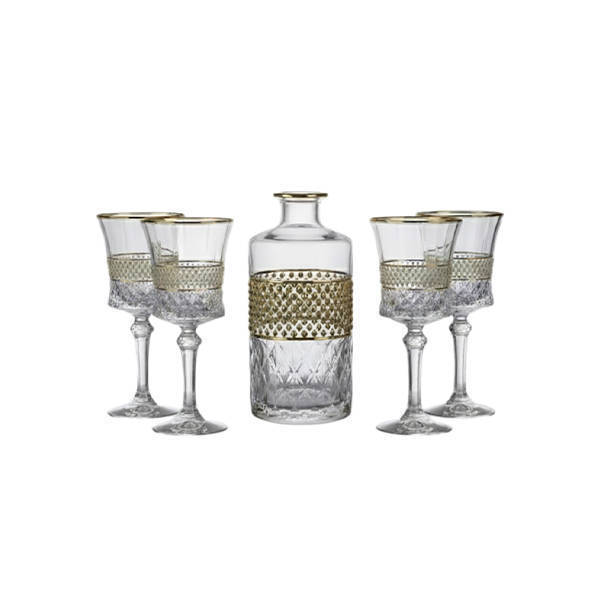 Bohemia Crystal Sherbet set with flask 7 Pieces - BERLANTY