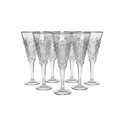 طقم كاسات كريستال من بوهيميا 6 قطع - جلاسيرا منقط دهب بلاتين Bohemia Crystal Juice Cups set 6 Pieces - GALSSIRA GOLD PLATIN CUPS