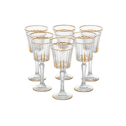 طقم كاسات كريستال من بوهيميا 6 قطع - تيملس مدهب Bohemia Crystal Juice Cups set 6 Pieces - TEMLES GOLD CUPS