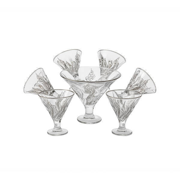 Bohemia Crystal Dessert Bowls set 7 Pieces - BAMBO PLATIN RANDOM DESERTS BOWLS