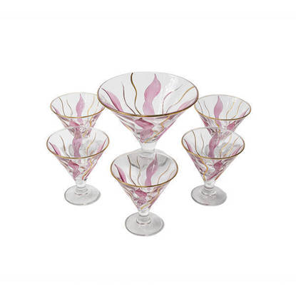 طقم خشاف وجيلي كريستال من بوهيميا 7 قطع - بامبو روز دهب Bohemia Crystal Dessert Bowls set 7 Pieces - BAMBO ROSE GOLD DESERTS BOWLS