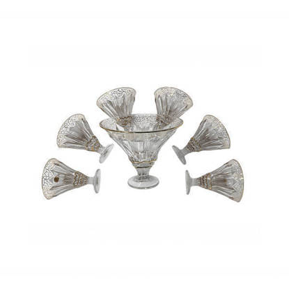طقم خشاف وجيلي كريستال من بوهيميا 7 قطع - براجا عشوائي دهب Bohemia Crystal Dessert Bowls set 7 Pieces - BRAGA GOLD RANDOM DESERTS BOWLS