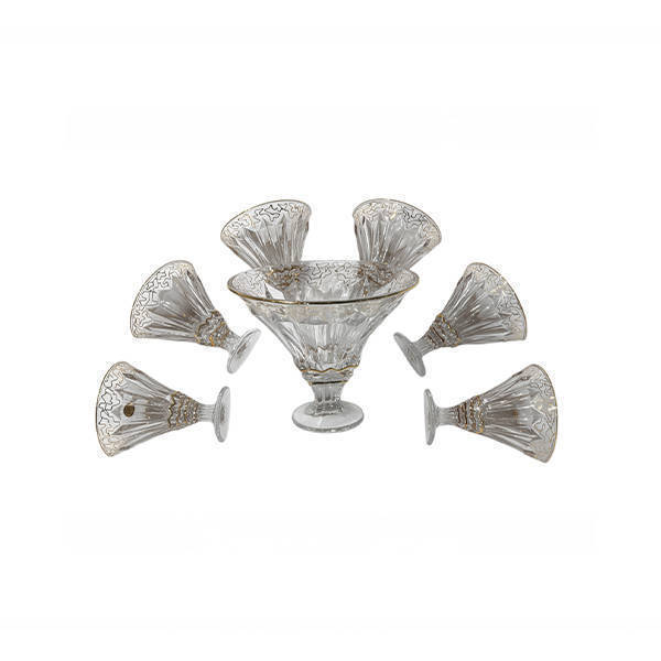 Bohemia Crystal Dessert Bowls set 7 Pieces - BRAGA GOLD RANDOM DESERTS BOWLS