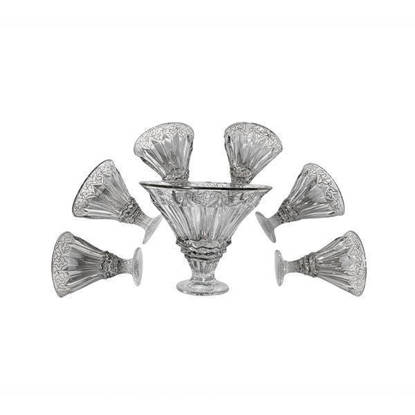 طقم خشاف وجيلي كريستال من بوهيميا 7 قطع - براجا عشوائي بلاتين Bohemia Crystal Dessert Bowls set 7 Pieces - BRAGA PLATIN RANDOM DESERTS BOWLS