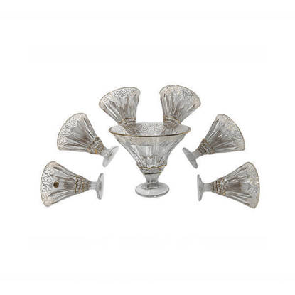طقم خشاف وجيلي كريستال من بوهيميا 7 قطع - براجا صنفرة دهب Bohemia Crystal Dessert Bowls set 7 Pieces - BRAGA SANFRA GOLD DESERTS BOWLS