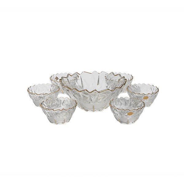 Bohemia Crystal Dessert Bowls set 7 Pieces - MONTANA SAND GOLD DESERTS BOWLS