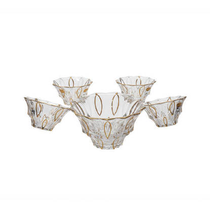 طقم خشاف كريستال من بوهيميا 7 قطع - ميراج تحديد دهب Bohemia Crystal Dessert Bowls set 7 Pieces - MORAGE SELECT GOLD DESERTS BOWLS