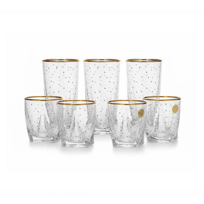 طقم شاي و شوب كريستال من بوهيميا 12 قطعة - اكوادور منقط Bohemia Crystal Tea Cups set 12 Pieces - ECUADOR DOTTED TEA CUPS