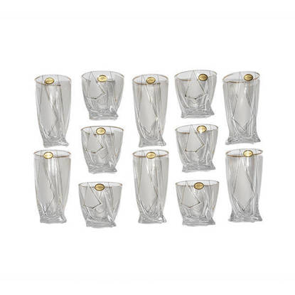 طقم شاي و شوب كريستال من بوهيميا 12 قطعة - اكوادور مسلة Bohemia Crystal Tea Cups set 12 Pieces - ECUADOR OBELISK