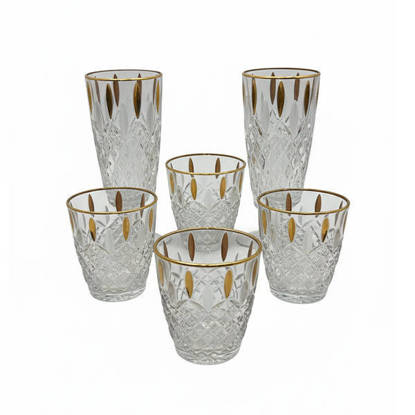 طقم شاي و شوب كريستال من بوهيميا 12 قطعة - نيختمان مدهب Bohemia Crystal Tea Cups set 12 Pieces - NICHTMAN GOLD TEA CUPS