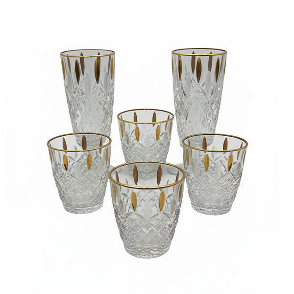 Bohemia Crystal Tea Cups set 12 Pieces - NICHTMAN GOLD TEA CUPS