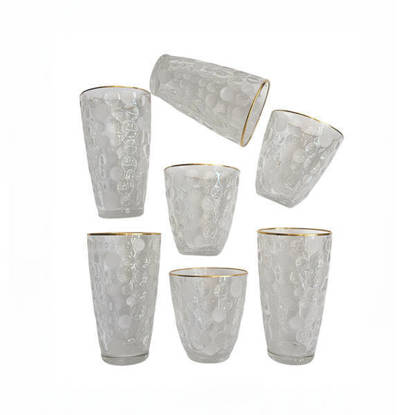 طقم شاي و شوب كريستال من بوهيميا 12 قطعة - بابلز دواير مدهب Bohemia Crystal Tea Cups set 12 Pieces - BUBBLES CIRCLEES TEA CUPS