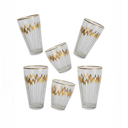 طقم شاي و شوب كريستال من بوهيميا 12 قطعة - اليكس مدهب Bohemia Crystal Tea Cups set 12 Pieces - ALEX GOLD TEA CUPS
